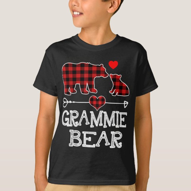T-shirt Grammie Bear Christmas Pajama Red Plaid Buffalo Fa (Devant)