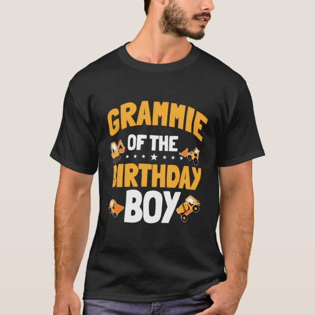 T-shirt Grammie De L'Anniversaire Boy Construction Ouvrier (Devant)