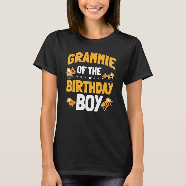 T-shirt Grammie De L'Anniversaire Boy Construction Ouvrier (Devant)