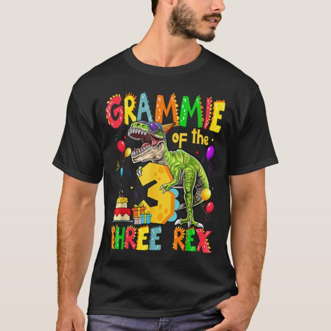 T-shirt Grammie Des Trois Rex 3e Anniversaire Dinosaur (Devant)