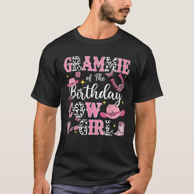 T-shirt Grammie Of The Birthday Cow Girl Rodeo Cow Girl Bi (Devant)