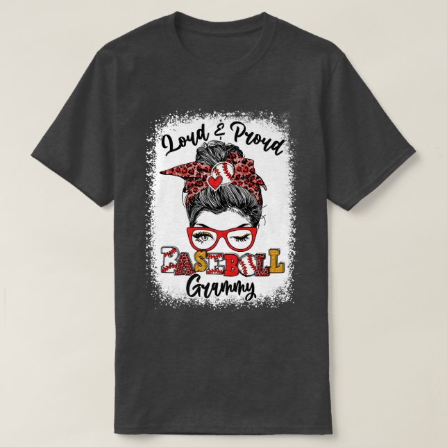 T-shirt Grammy De Baseball Fort Et Fière, Bun Messy Bleach (Design devant)