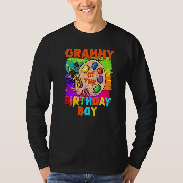 T-shirt Grammy De L'Anniversaire Peinture Garçon Famille B (Devant)