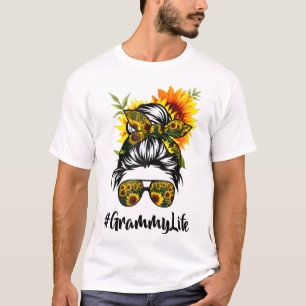 T-shirt Grammy Life Messy Cheveux Bun Tournesol Femme Mère