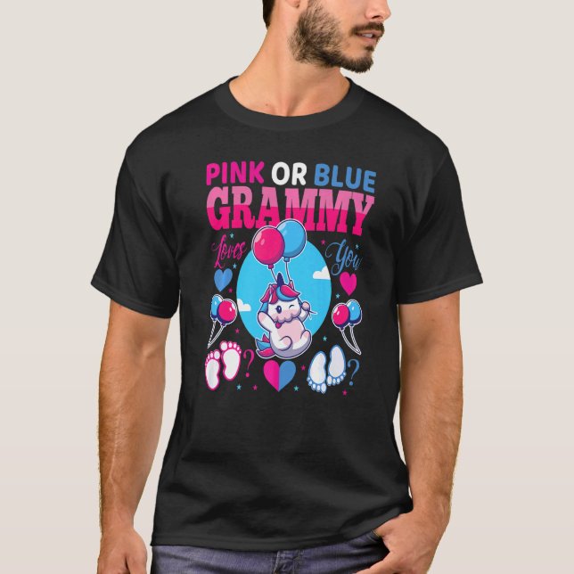 T-shirt Grammy Rose Ou Bleu Vous Aime Bébé Genre Révéler P (Devant)