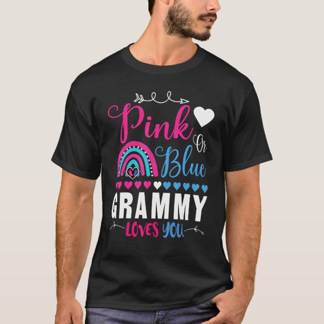 T-shirt Grammy Rose Ou Bleu Vous Aime Fête de la Révélatio (Devant)