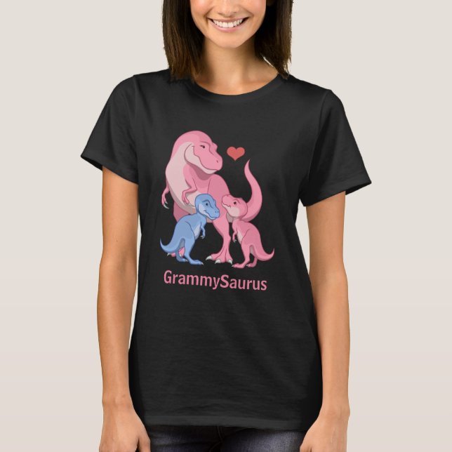 T-shirt GrammySaurus T-Rex avec bébé garçon & fille Dinosa (Devant)