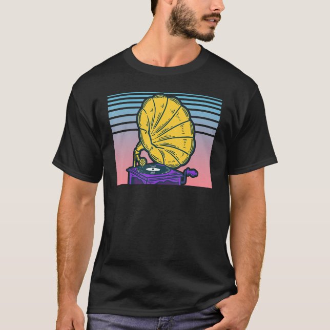 T-shirt Gramophone Enregistrement Lecteur Vaporwave Phono  (Devant)