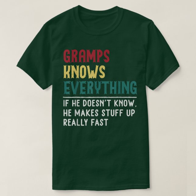 T-shirt Gramps Know Everything Fête des pères pour drôles  (Design devant)