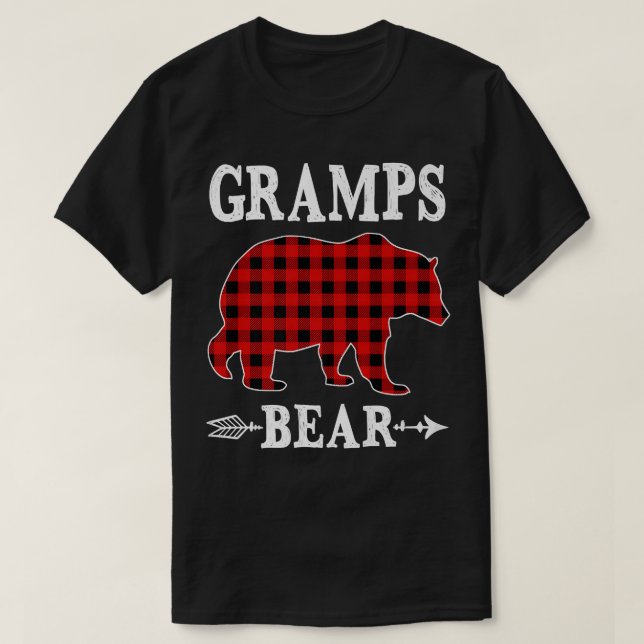 T-shirt Gramps Ours Pyjama de Noël Rouge Plaid Buffalo Fam (Design devant)
