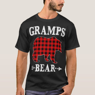 T-shirt Gramps Ours Pyjama de Noël Rouge Plaid Buffalo Fam