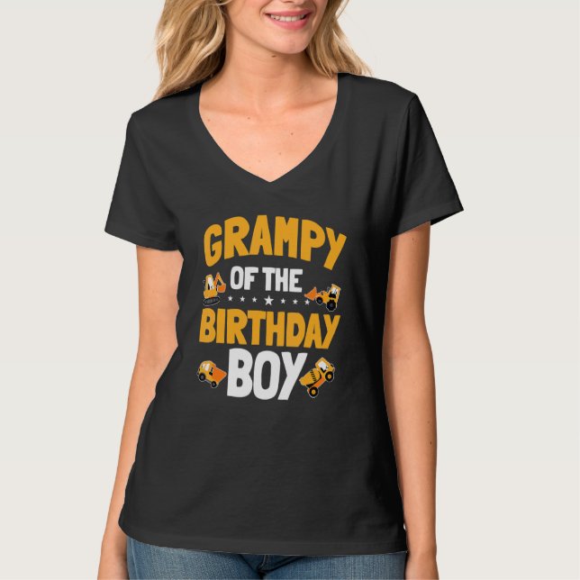T-shirt Grampy De L'Anniversaire Boy Construction Ouvrier  (Devant)