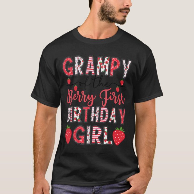 T-shirt Grampy Of The Berry First Birthday Girl Strawberry (Devant)