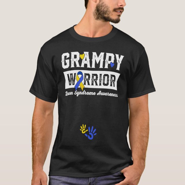 T-shirt Grampy Warrior Down Syndrome Awareness Family (Devant)
