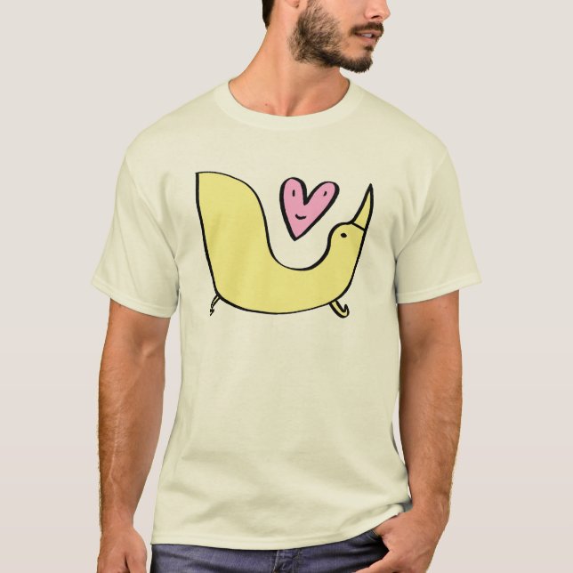 T-shirt Grand amour jaune d'oiseau d'amour (Devant)