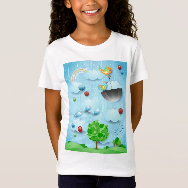 T-Shirt Grand arbre et oiseaux volants (Devant)