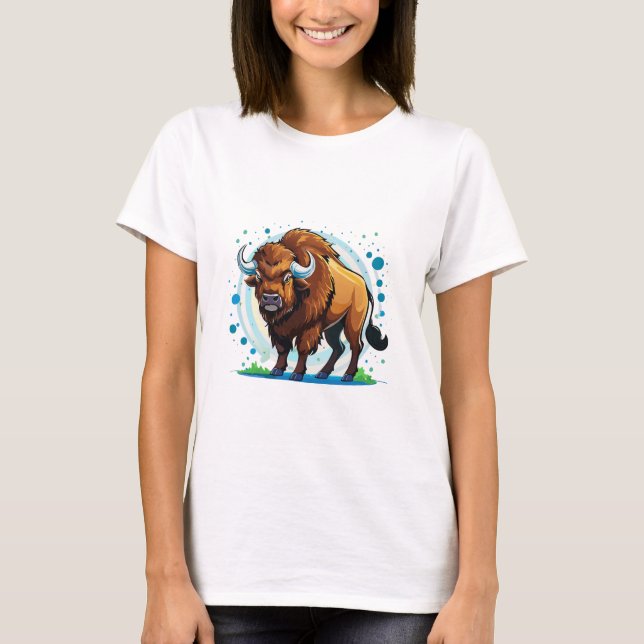 T-shirt grand bison à cornes (Devant)