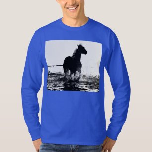 T-shirt Grand Bleu Royal Élégant Cheval de Course Moderne