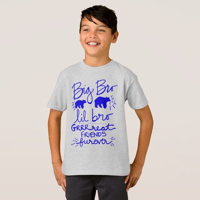 T-shirt Grand Bro Lil Bro Correspondant Cadeaux Ours T-shi (Devant entier)