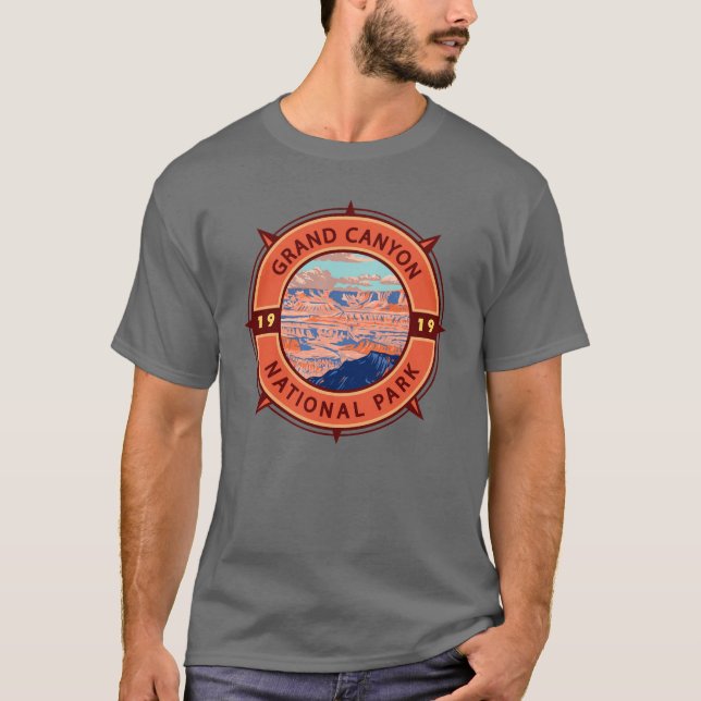 T-shirt Grand Canyon Parc national Emblem Retro Compass (Devant)