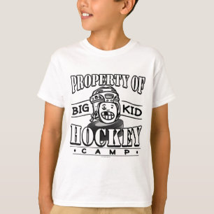 T-shirt Grand casque de blanc de camp d'hockey d'enfant