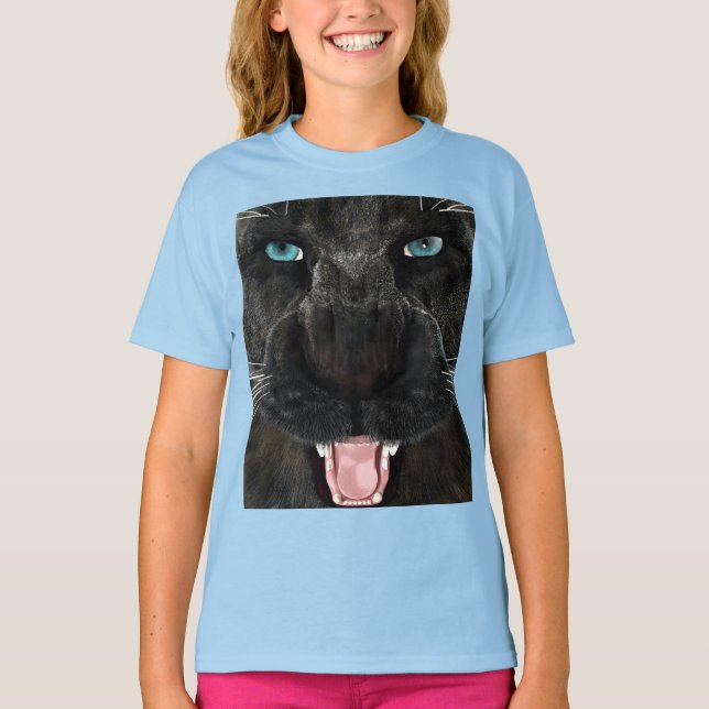 T-shirt Grand Chat Panther Noir (Devant)