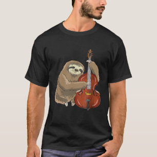 T-shirt Grand Chemise Jazz Sloth Jouer Contrabass Cello M