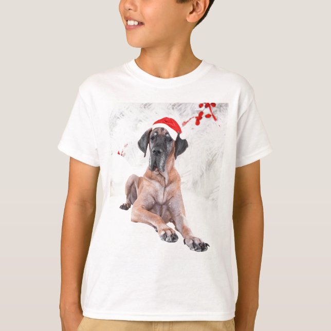 T-shirt Grand chien Danse Casquette Joyeux Noël (Devant)