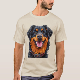 T-shirt Grand chien expressif avec une robe vibrante et lu