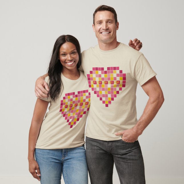 T-shirt Grand Coeur de Pixel Cupidon (Unisexe)
