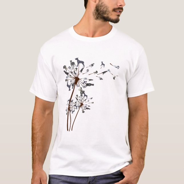 T-shirt Grand Dane Flower Dandelion mignon Amoureux des ch (Devant)