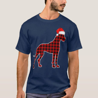 T-shirt Grand Dane Pajamas de Noël Famille Rouge Plaid