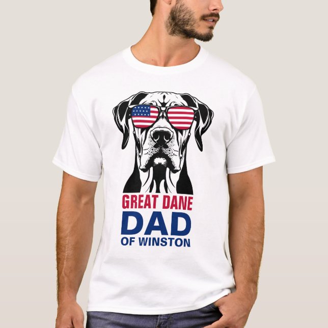 T-shirt Grand Dane Papa 4 juillet drapeau américain (Devant)
