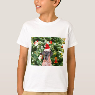 T-shirt Grand Danois avec boîtes cadeaux de sapin de Noël 