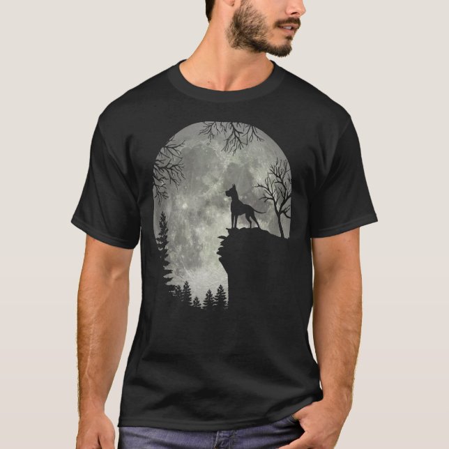 T-shirt Grand Danois Et Lune Halloween Classique Halloween (Devant)
