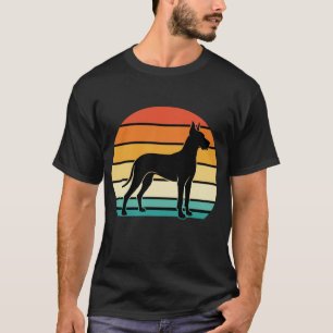 T-shirt Grand Danois Rétro Coucher de Soleil Silhouette de