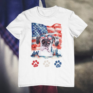 T-shirt Grand Danois Rouge Blanc et Bleu Chien Animal Comp