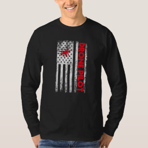 T-shirt Grand Drone Pilote Drapeau Usa Quadcopter Vol