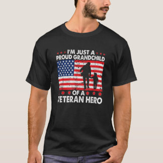 T-shirt Grand-enfant vétéran Amérique Drapeau vétéran patr