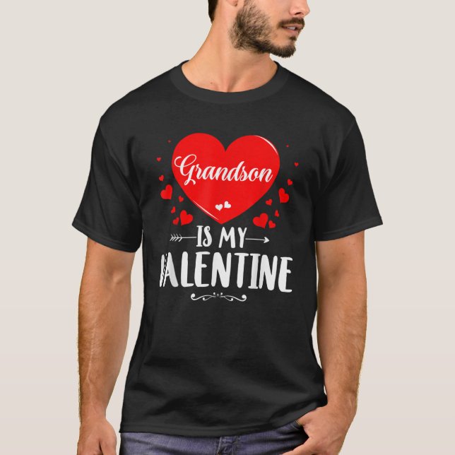 T-shirt Grand-fils est ma Valentine jumelle famille grand- (Devant)