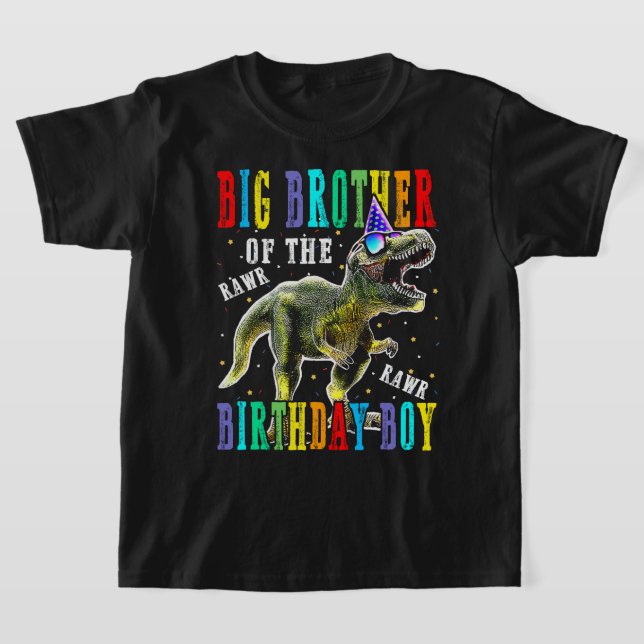 T-shirt GRAND FRÈRE De L'Anniversaire Dinosaur Garçon (Poser)