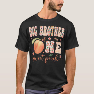 T-shirt Grand Frère De Une Douce Pêche Fille 1er Anniversa