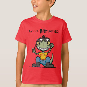 T-shirt Grand frère Happy Green Dinosaur dessin rouge