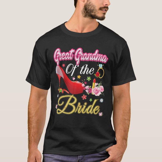 T-shirt Grand Grand-Mère De La Mariée Joyeuse Fleur Mariag (Devant)