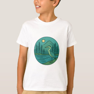 T-shirt Grand héron au bord du lac - Natu minimaliste colo