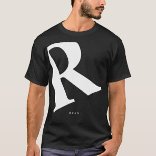 T-shirt Grand initial Typographie moderne Noir