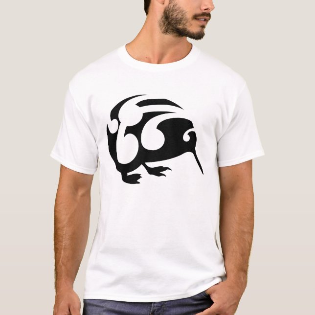 T-shirt Grand Kiwi noir en chemise (Devant)