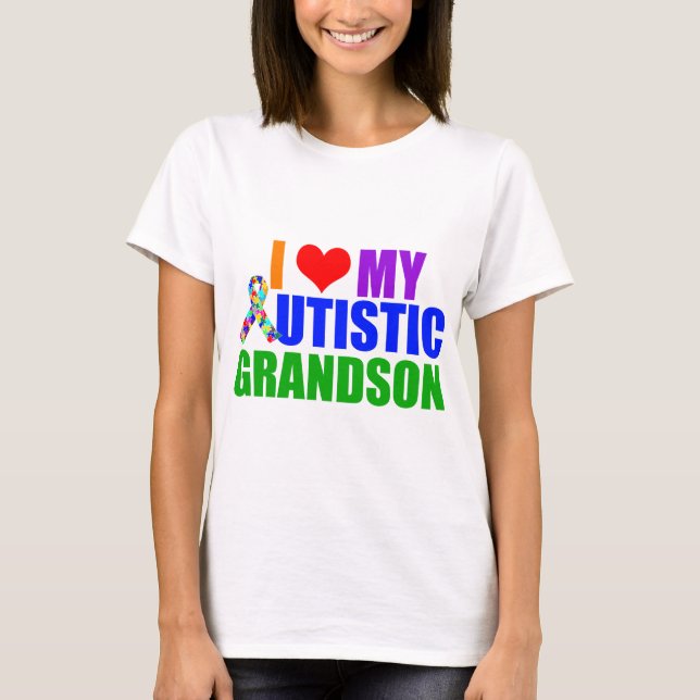 T-shirt Grand-maman autiste de petit-fils (Devant)