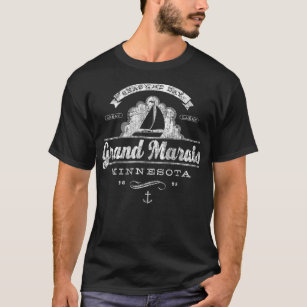 T-shirt Grand Marais MN Voilier Vintage Nautique Tee 