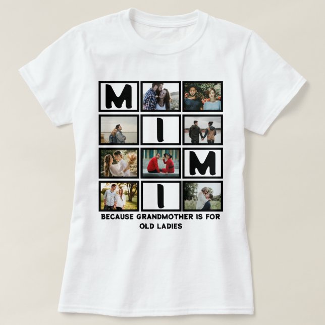 T-shirt Grand-mère amusante moderne mignonne Mimi 8 Collag (Design devant)